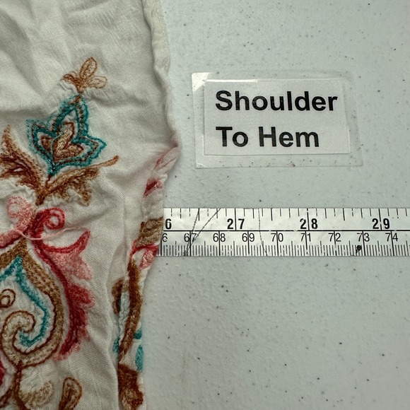 Womens Boho Embroidered Open Front Kimono OS Cardigan Floral Artisanal Statement - Picture 4 of 5